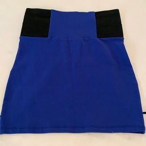 Blue mini skirt with wide black elastic waist XS